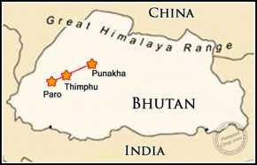 Bhutan Map Itinerary 4D3N Itinerary