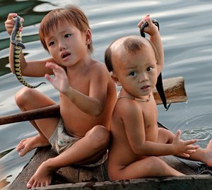 Children on Tonle Sap Lake