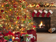 Christmas trees and oversized stockings are symbols of Christmas in many countries.