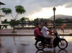 Family on a Motorbike in Kampot