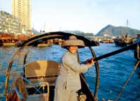 Far East woman on boat