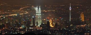 night time city view of Kaula Lumpur in Malaysia