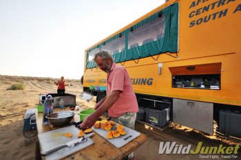 Preparing dinner by the truck